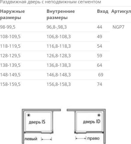 Душевая дверь в нишу Sturm New Generation 100 NGP7IS09830TR L