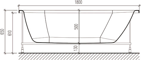 Комплект Акриловая ванна STWORKI Хадстен SW1016075028 без опоры 180x80 см + Каркас SW5018080052 180 + Гарнитур Готланд WH628-MB черный матовый