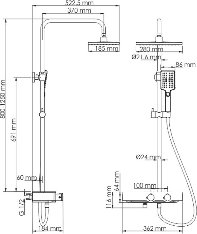 Душевой комплект WasserKRAFT A11301 Thermo, хром