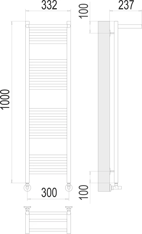 Полотенцесушитель водяной Terminus Аврора Аврора с/п П20 300х1000 серый