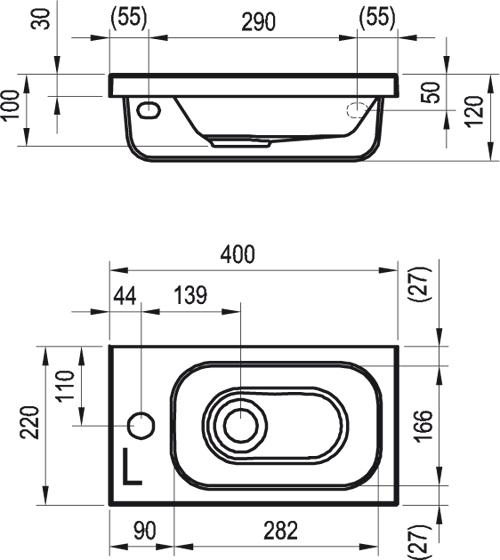 Умывальник Ravak Chrome 400 L 40х22 XJGL1100000