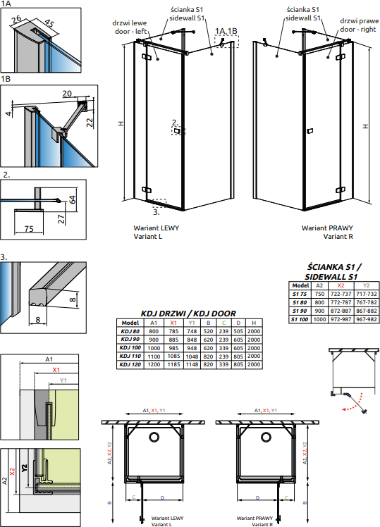 Дверь для душевого уголка 120 см Radaway Fuenta New KDJ+S door 120 L 384024-01-01L стекло прозрачное