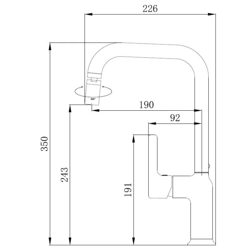 Смеситель для кухни Voda Column Black CLM519B черный