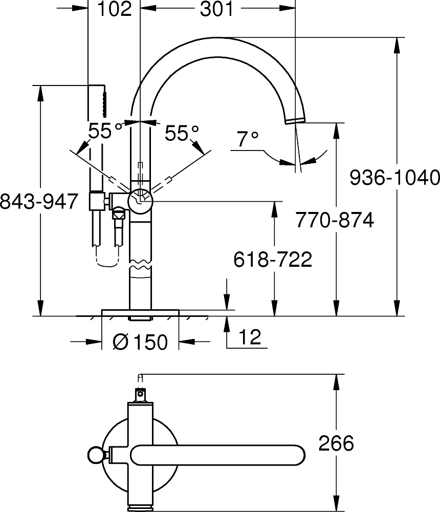 Смеситель Grohe Atrio New 32653DC3 напольный суперсталь