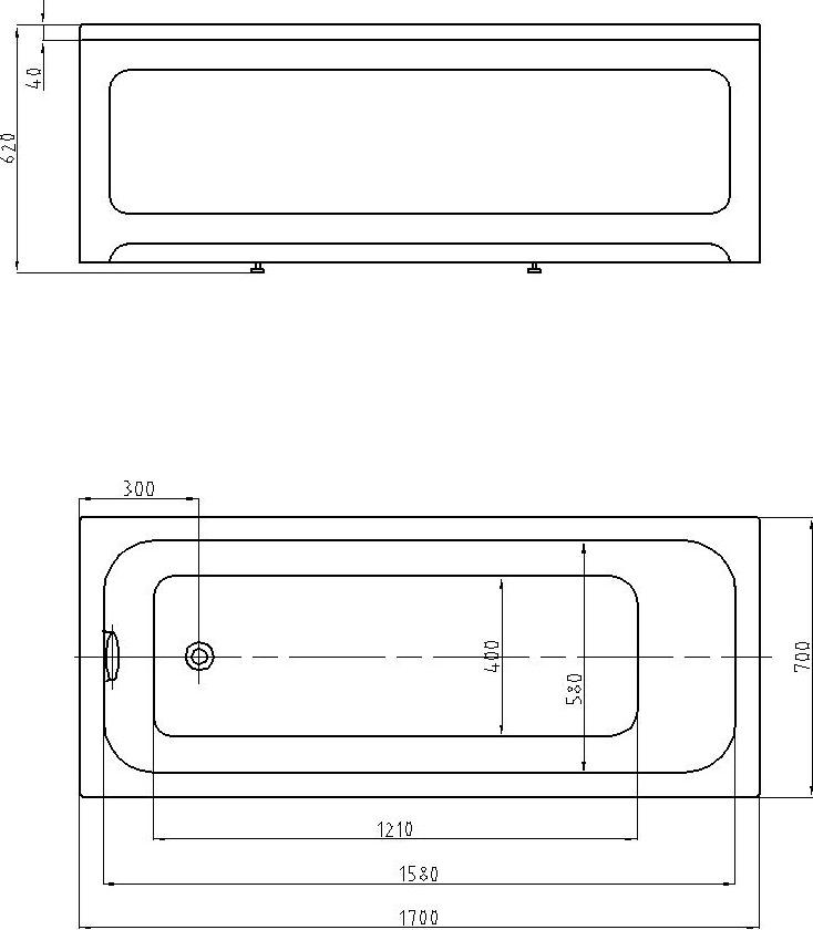 Акриловая ванна Aquatek Мия 170х70 см EFVA170, белый