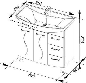 Мебельная раковина Aquanet Стиль 850