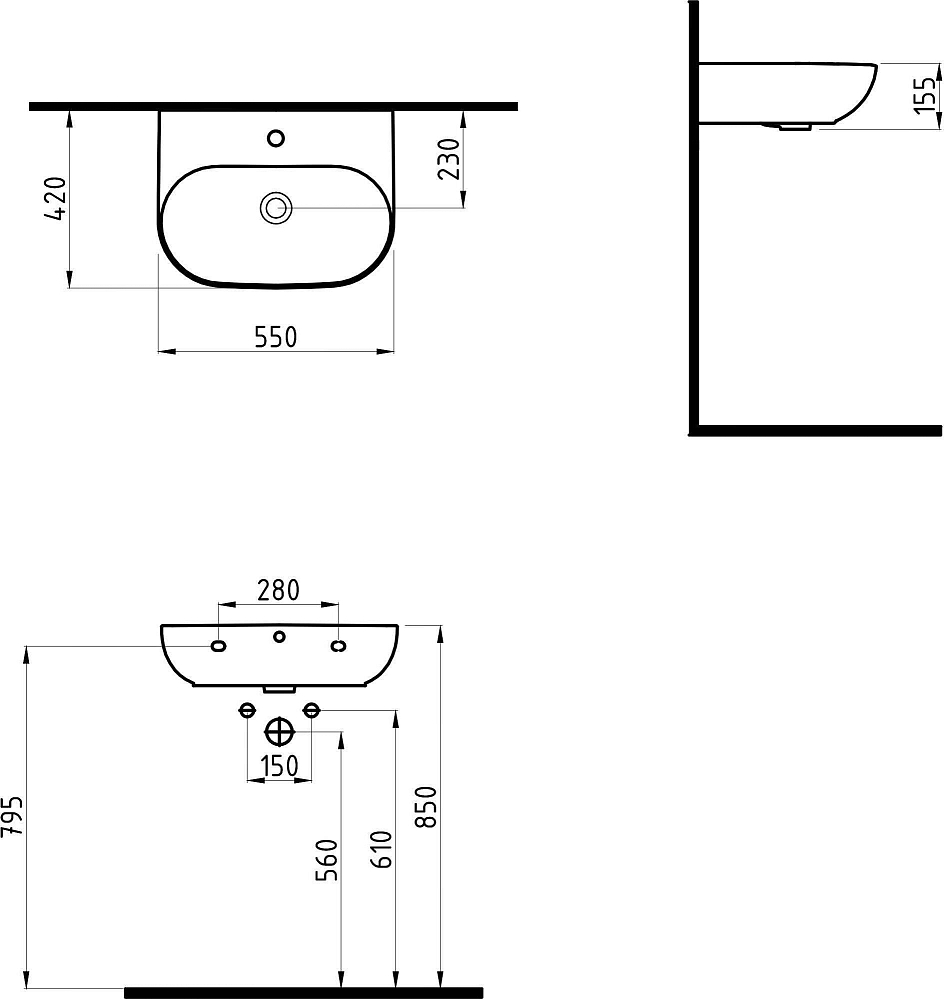 Раковина Bien Vokha MDLS05501FD1B9000 55 см