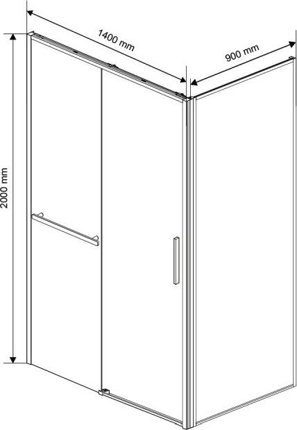 Душевой уголок Vincea Slim Soft 140x90 см VSR-1SS9014CL, профиль хром, стекло прозрачное