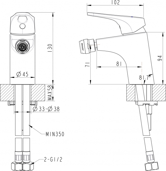 Смеситель Bravat Drop-D F348162C для биде