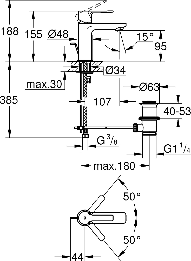 Смеситель для раковины Grohe Lineare New 32109DC1 суперсталь