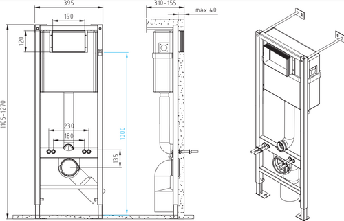 Инсталляция для подвесного унитаза Cersanit Vector 64178 с белой кнопкой смыва