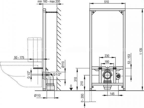 Инсталляция для унитаза AlcaPlast A113/1200