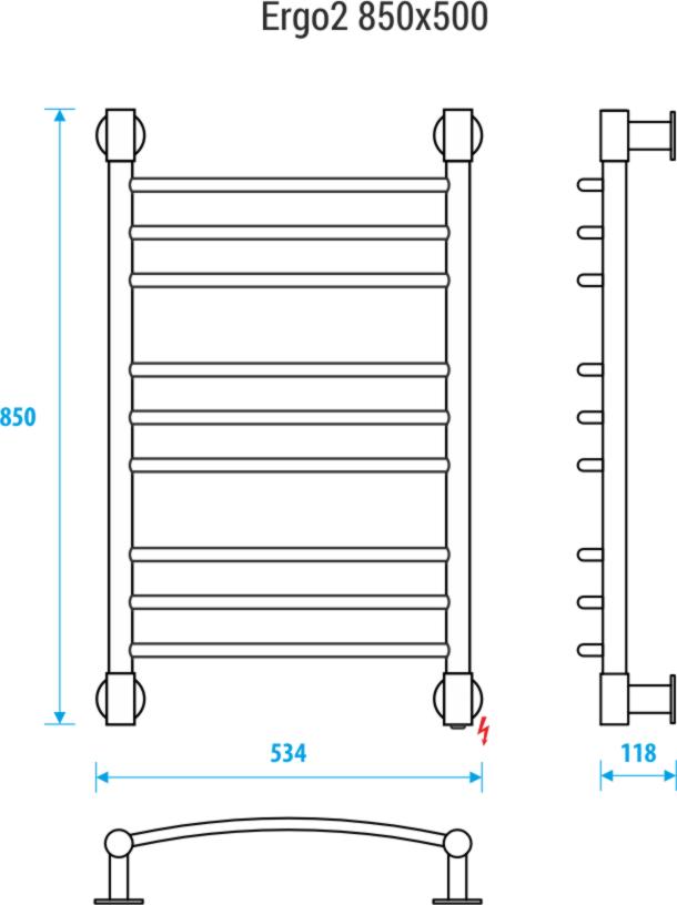 Полотенцесушитель электрический Energy Ergo2 850x500, EETR0ERGO2855000000