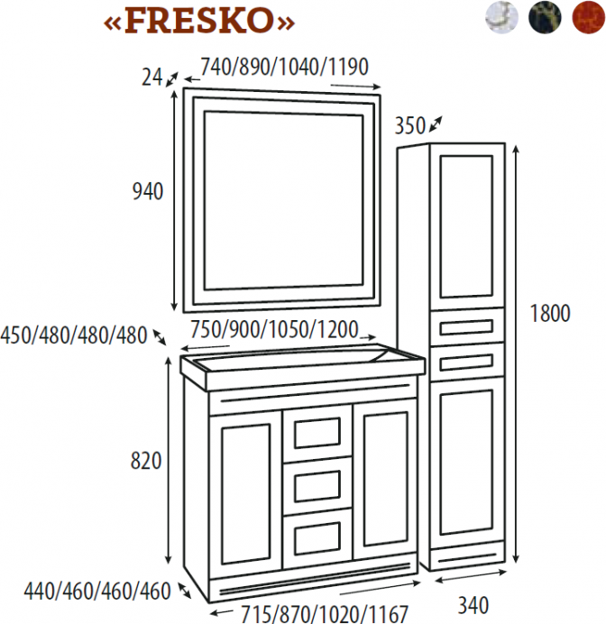 Тумба под раковину Misty Fresko Л-Фре01090-01173Я 90 см