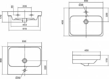 Тумба с раковиной Aquaton Марти 55 1A2632K0MY010, белый