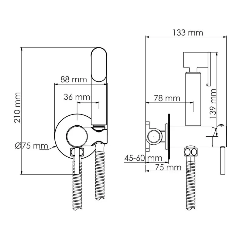 Душ гигиенический WasserKRAFT серия A A70838 золото