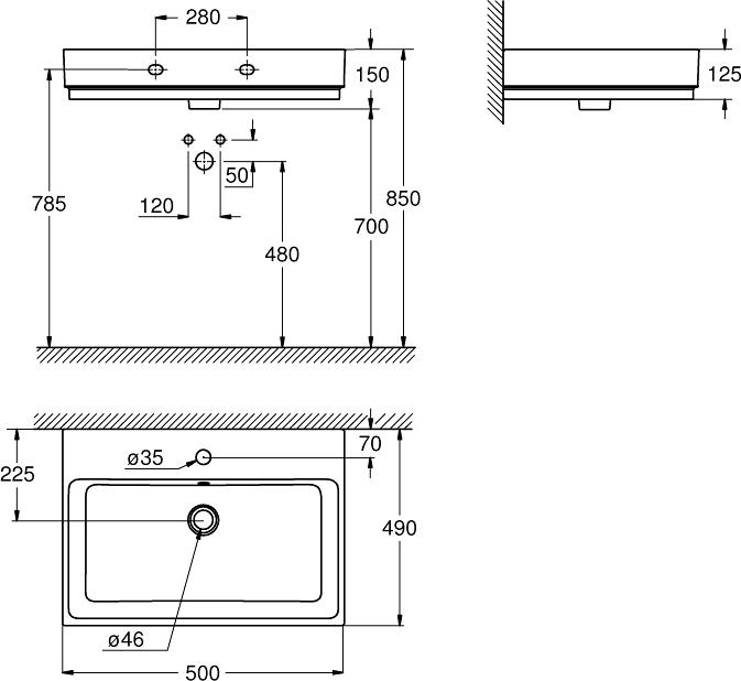 Раковина Grohe Cube Ceramic 3947400H 50 см