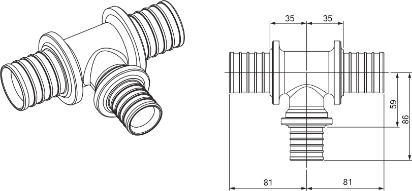 Тройник Rehau Rautitan RX 63-32-63