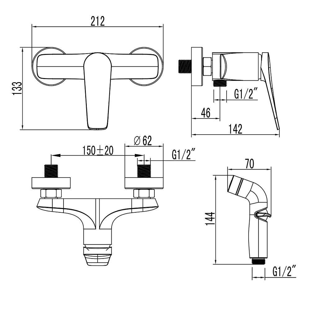 Душ гигиенический Lemark Bronx LM3718GM графит