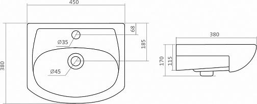 Тумба с раковиной Aquaton Колибри 45 1A0652K1KO01L, белый