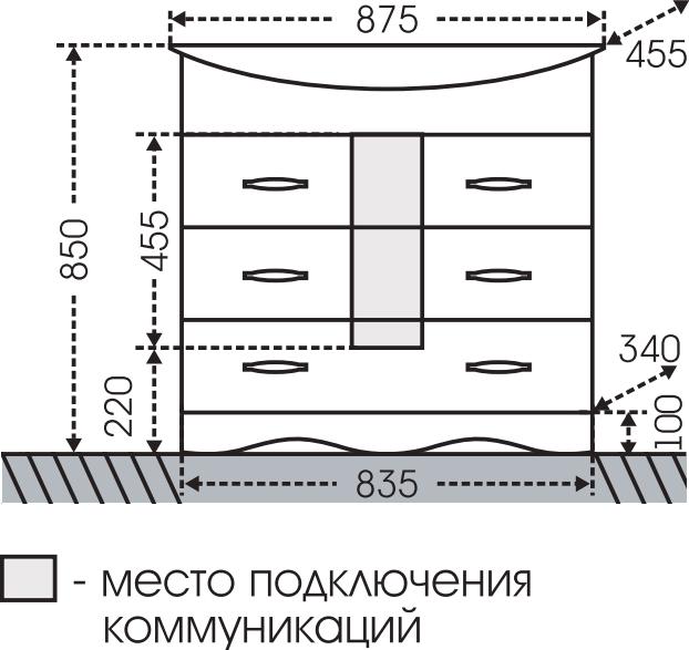 Тумба с раковиной СанТа Верона 85 с 3 ящиками