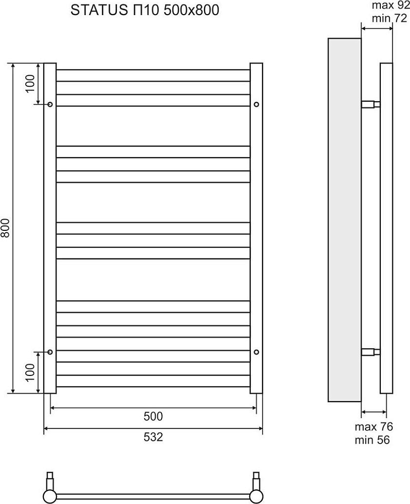 Полотенцесушитель электрический 50x80 см Lemark Status LM44810E П10, левый/правый