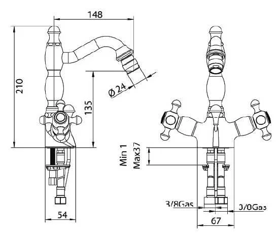 Смеситель для биде Bandini Antica 549920KK06 золото