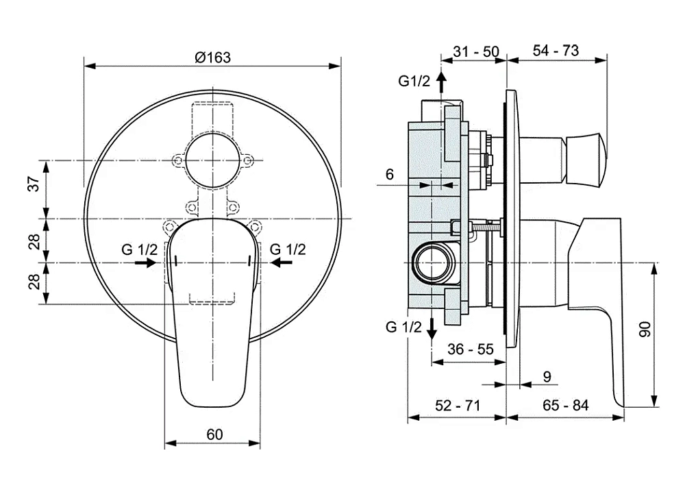 Смеситель для ванны с душем Ideal Standard Ceraplan III A6383AA хром