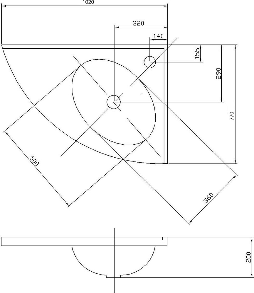 Угловая раковина 100 см Aquaton Меблико 1A700531MB01R (правая)