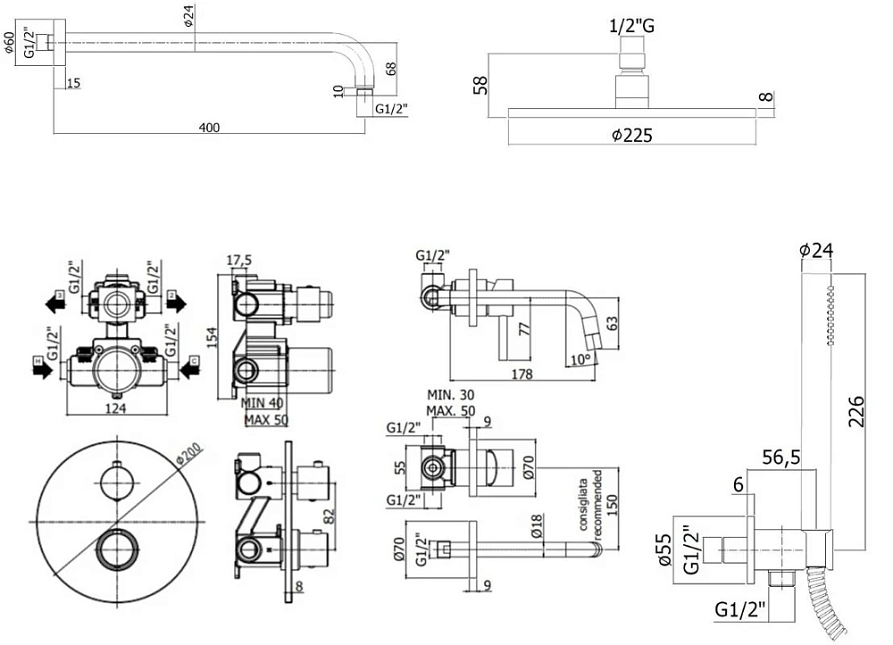 Смеситель для душа Paffoni KIT LIG KITLIQ018CR006 хром