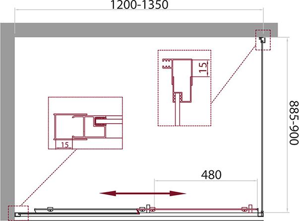 Душевой уголок BelBagno UNIQUE-AH-1-120/135-90-P-Cr стекло punto