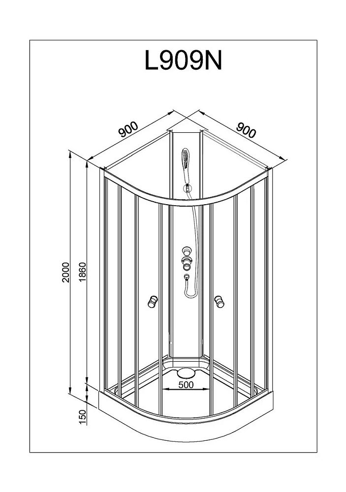 Душевая кабина Deto L L909NGM