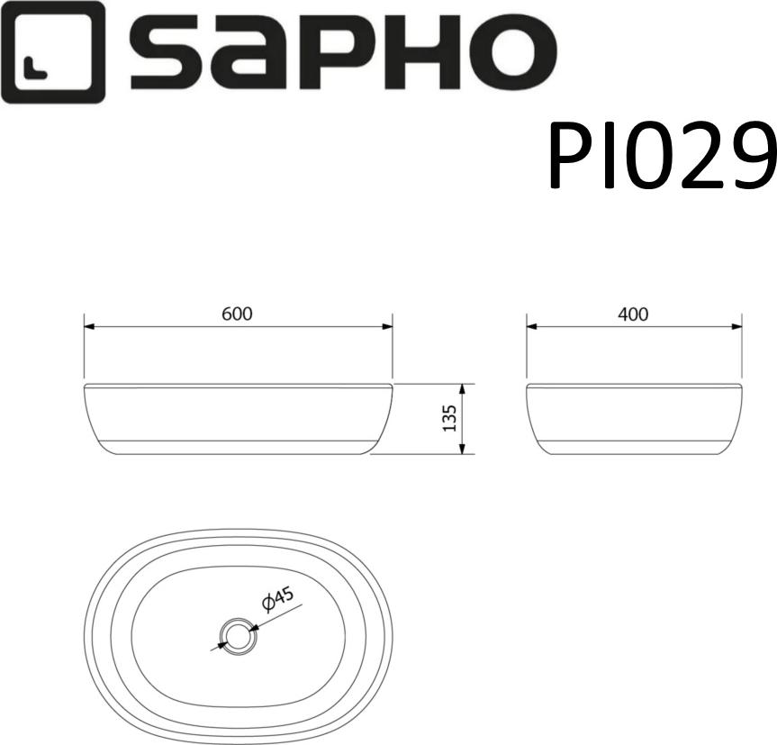 Раковина-чаша Sapho Priori PI029, белый