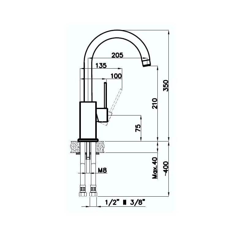 Смеситель для кухни Rivelato Orta 9021208 antracite cromo хром, черный