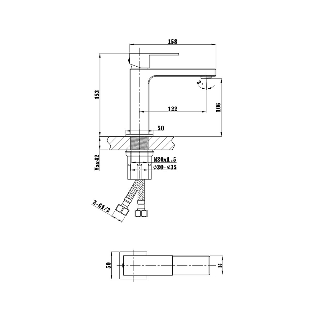 Смеситель для раковины Vincea Cube VBF-1C01GM, вороненая сталь