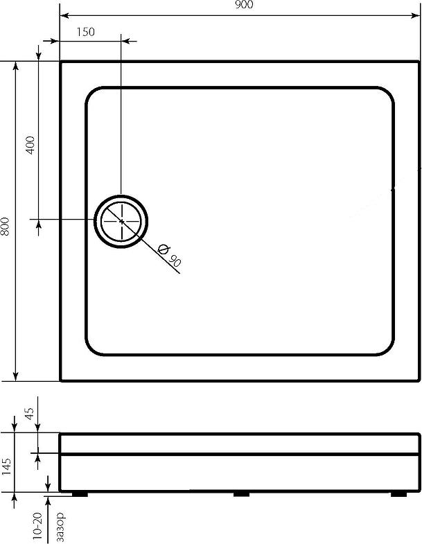 Душевой поддон Bas Олимпик 90x80 ПН00049, белый