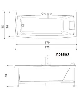 Акриловая ванна Jacuzzi Rivela 9450-048A Sx/Dx белый