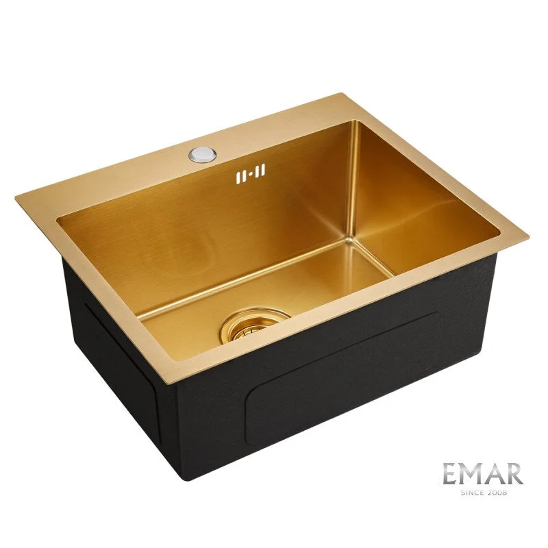 Кухонная мойка из нержавеющей стали EMAR EMB-115 PVD Nano Golden