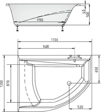 Акриловая ванна Alpen Tandem L 170х130 a06611