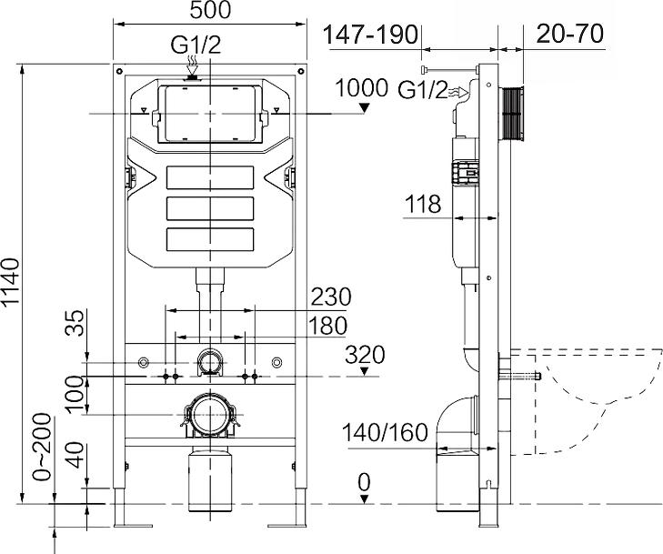 Комплект инсталляция с подвесным унитазом Ceramica Nova Forma CN3009_1001CH_1000 с сиденьем микролифт и клавишей смыва хром