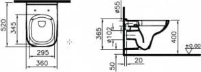 Комплект инсталляции с унитазом Vitra S20 9004B003-7207 с сиденьем Микролифт и клавишей смыва