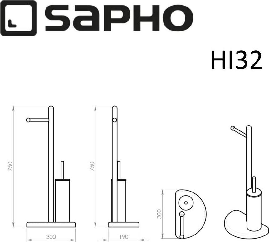 Стойка напольная Sapho Hibiscus HI32 с держателем для туалетной бумаги и ёршиком, хром