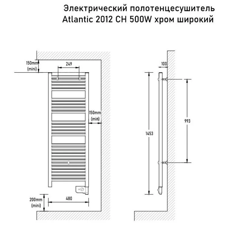 Полотенцесушитель электрический Atlantic 2012 850405 хром