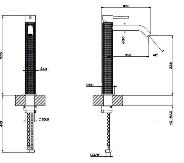 Смеситель для раковины Gessi 316 Meccanica 54206#239, steel brushed