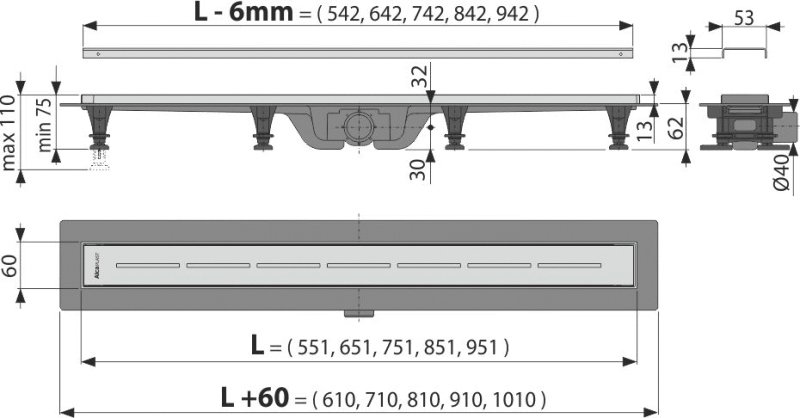 Душевой лоток AlcaPlast APZ18 750M