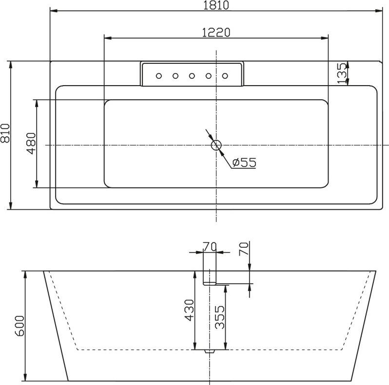 Акриловая ванна BelBagno 181х81 BB19-NERO/BIA