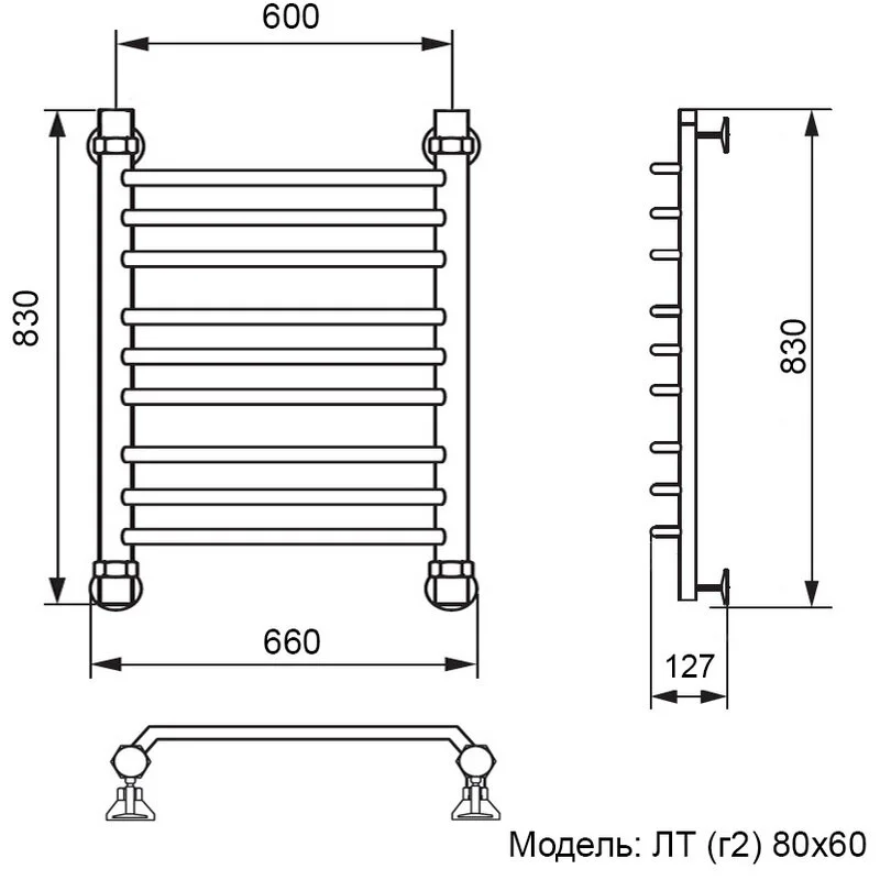 Полотенцесушитель водяной Ника Trapezium ЛТ Г2 80/60 хром