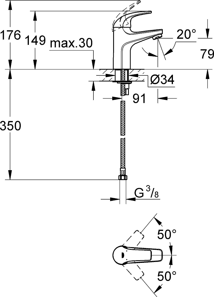 Смеситель для раковины Grohe BauCurve 23165000