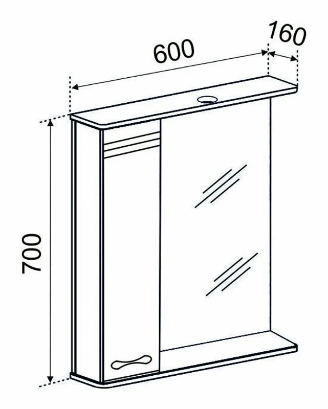 Зеркальный шкаф Emmy Рио rio60mir1-l белый