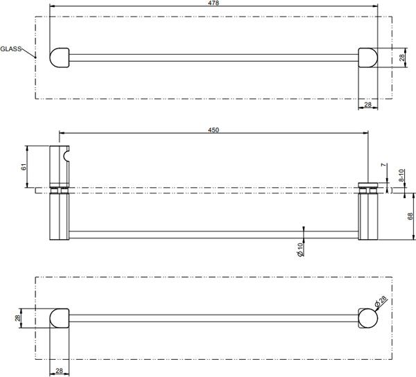 Полотенцедержатель 45 см Gessi Rilievo 59564#031, хром